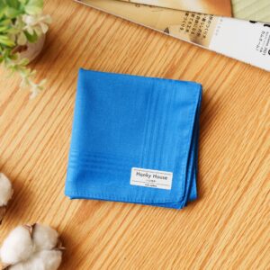 ผ้าเช็ดหน้าสีพื้น คอตตอน100% ขนาด 43x43ซม สีฟ้า