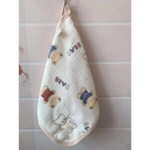ผ้าเช็ดหน้า4 ชั้น ลายน้องหมี ขนาด25x25cmผ้าเช็ดปาก เนื้อผ้านุ่ม