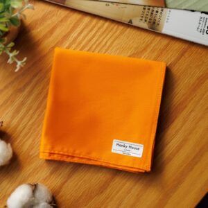 ผ้าเช็ดหน้าสีพื้น คอตตอน100% ขนาด 43x43ซม สีส้ม