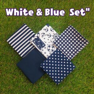 ผ้าเช็ดหน้า SET White&Blue ซับเหงื่อดี ผ้า cotton แท้ 100% ขนาด 35x35 cm