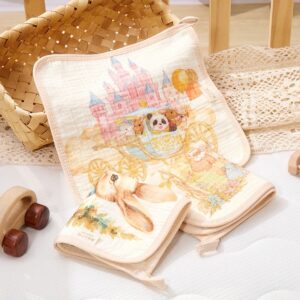 ผ้าเช็ดหน้า4 ชั้น ลายแพนด้า กระต่าย ขนาด25x25cmผ้าเช็ดปาก เนื้อผ้านุ่ม