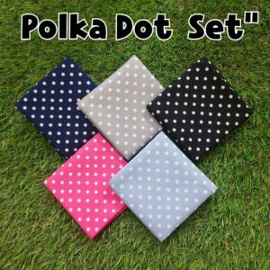 ผ้าเช็ดหน้า SET Polka Dot ซับเหงื่อดี ผ้า cotton แท้ 100% ขนาด 35x35 cm