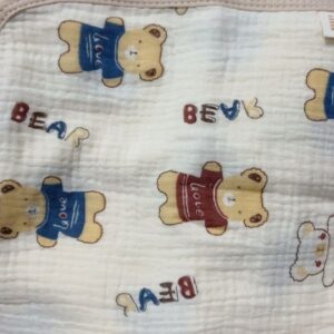 ผ้าเช็ดหน้า4 ชั้น ลายหมีแดง ขนาด35x35cmผ้าเช็ดปาก เนื้อผ้านุ่ม